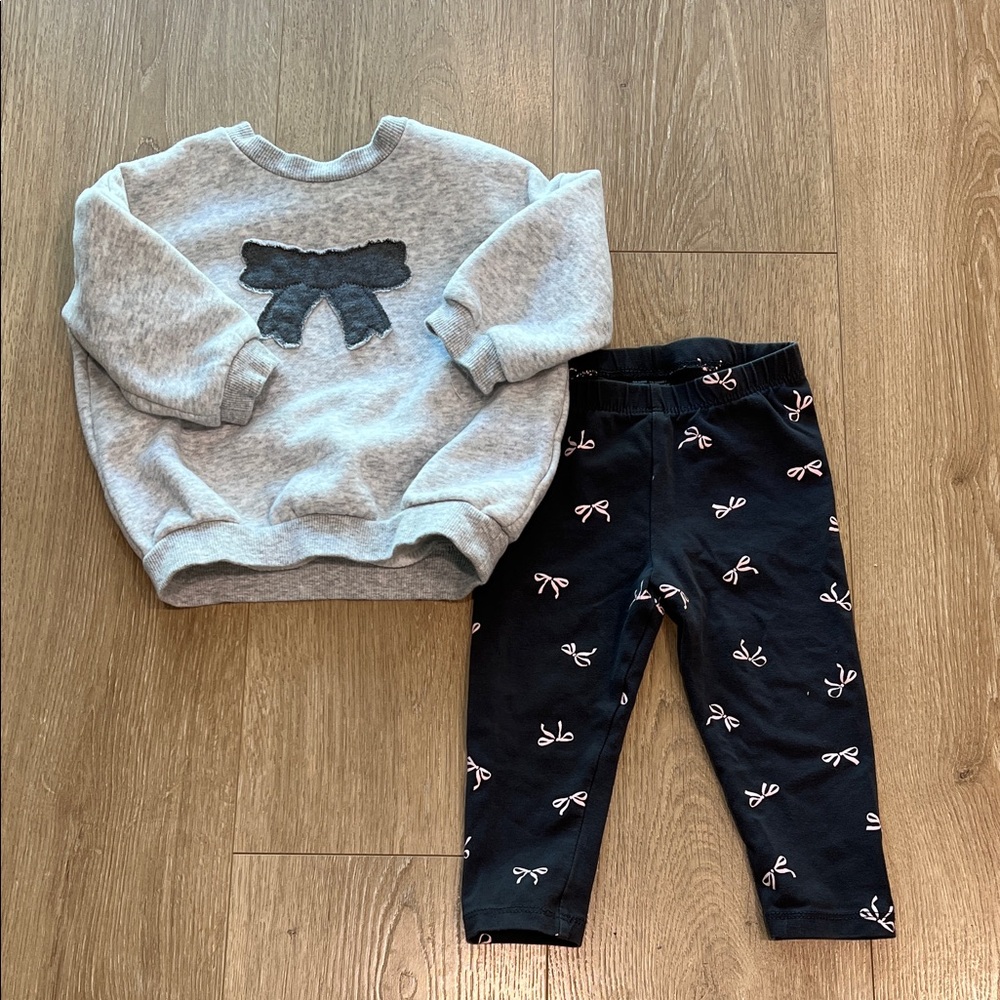 H&M Gray and Black Toddler Matching Set | 12 months